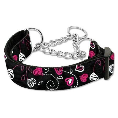 UNCONDITIONAL LOVE Crazy Hearts Nylon Collars Martingale Black Large UN805065